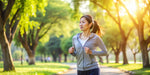 seorang wanita sedang jogging santai di taman untuk menemukan jawaban jogging 30 menit membakar berapa kalori di tubuhnya