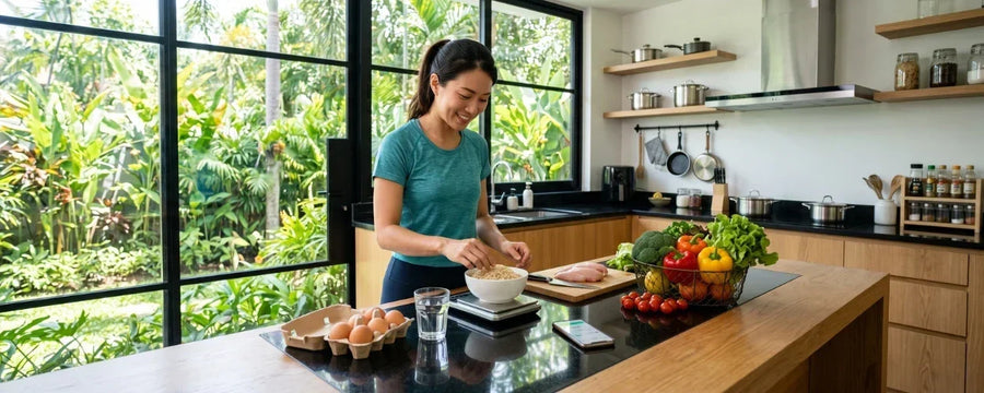 seorang perempuan yang menjaga pola makan agar berat badannya tetap ideal