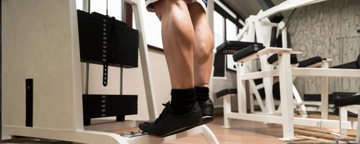 seseorang sedang melakukan calf raise sebagai salah satu teknik efektif dalam cara melatih otot betis