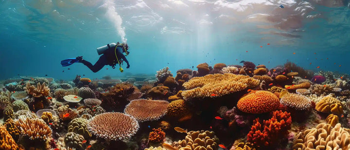 perbedaan scuba diving dan freediving, di mana scuba diving menggunakan tabung oksigen untuk menyelam lebih lama, sedangkan freediving mengandalkan satu tarikan napas tanpa alat bantu pernapasan