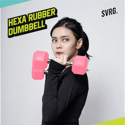 SVRG. Hexagonal Dumbbell Pink - Rubber Dumbell Dumble Barbell
