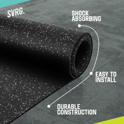 SVRG Rubber Flooring Gym Carpet Roll Fitness Floor White Spot 1M x 10M