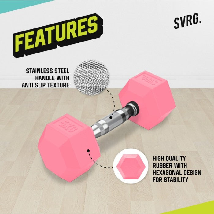 Hexagonal Dumbbell Pink 84kg One Set and Triangle Dumbbell Rack