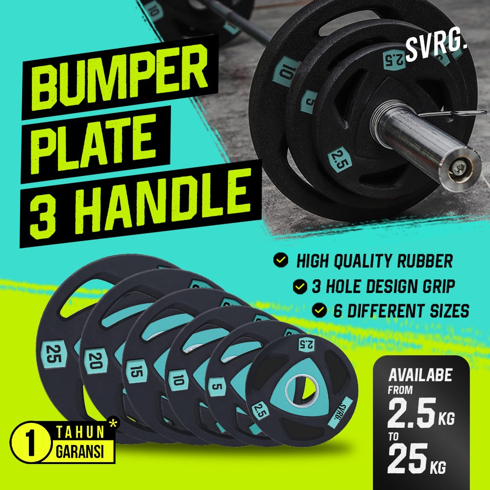 SVRG. 3 Handle Bumper Plate – 3 grip Weight Plates - Weightlifting Gym