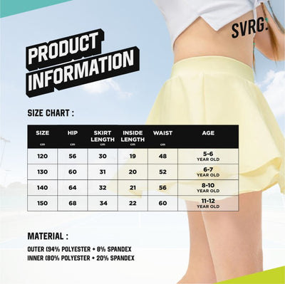 Siren Skirt for Girls - Tennis Skirt - Skort -Rok Compression Olahraga