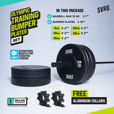 Svarga Olympic Barbell Set – Bar - Dumbbells - Bumper Plates