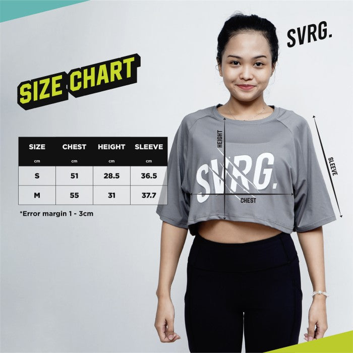SVRG. Konnichiwa Crop Top Olahraga Short Sleeve for Women Atasan Over Size