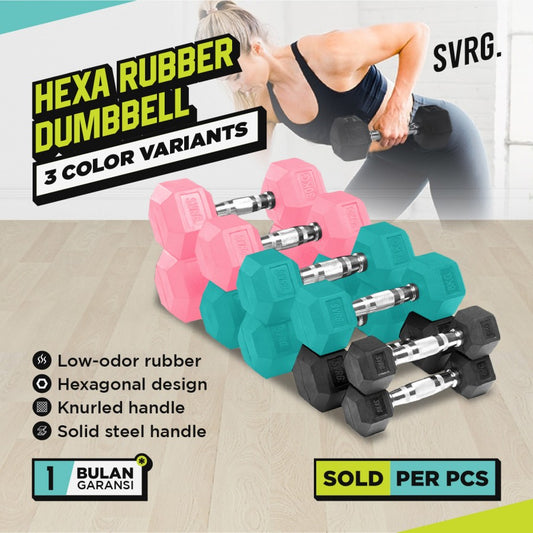 Hexa Rubber Dumbbell Black - Rubber Dumbbell Dumble Barbell