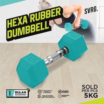 Hexagonal Dumbbell Turquoise - Rubber Dumbell Dumble Barbell