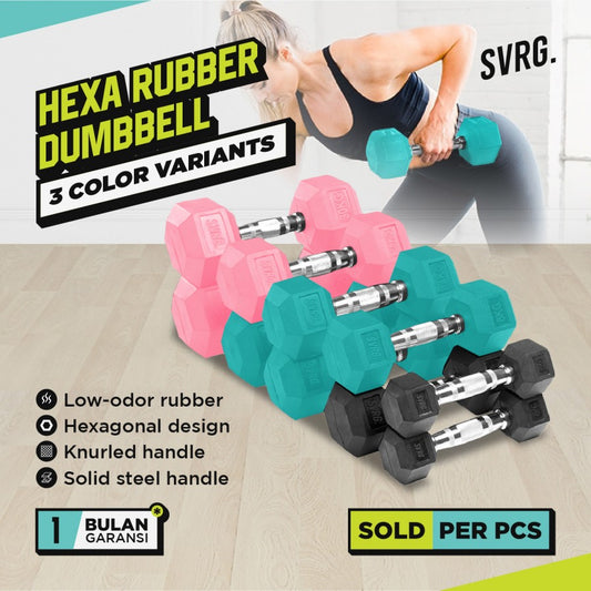 SVRG. Hexagonal Dumbbell Turquoise - Rubber Dumbbell Dumble Barbell