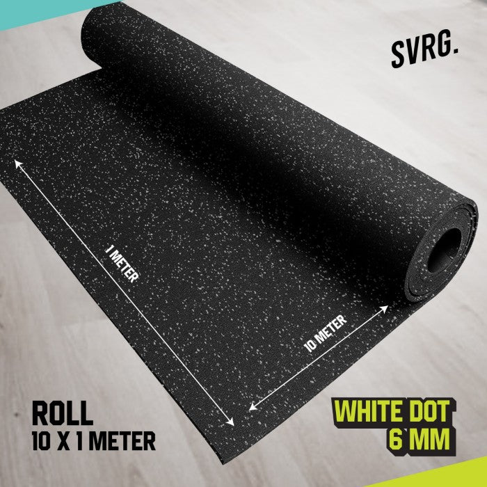 Rubber Flooring – Gym Carpet Roll 1M x 10M White Dots – SVRG