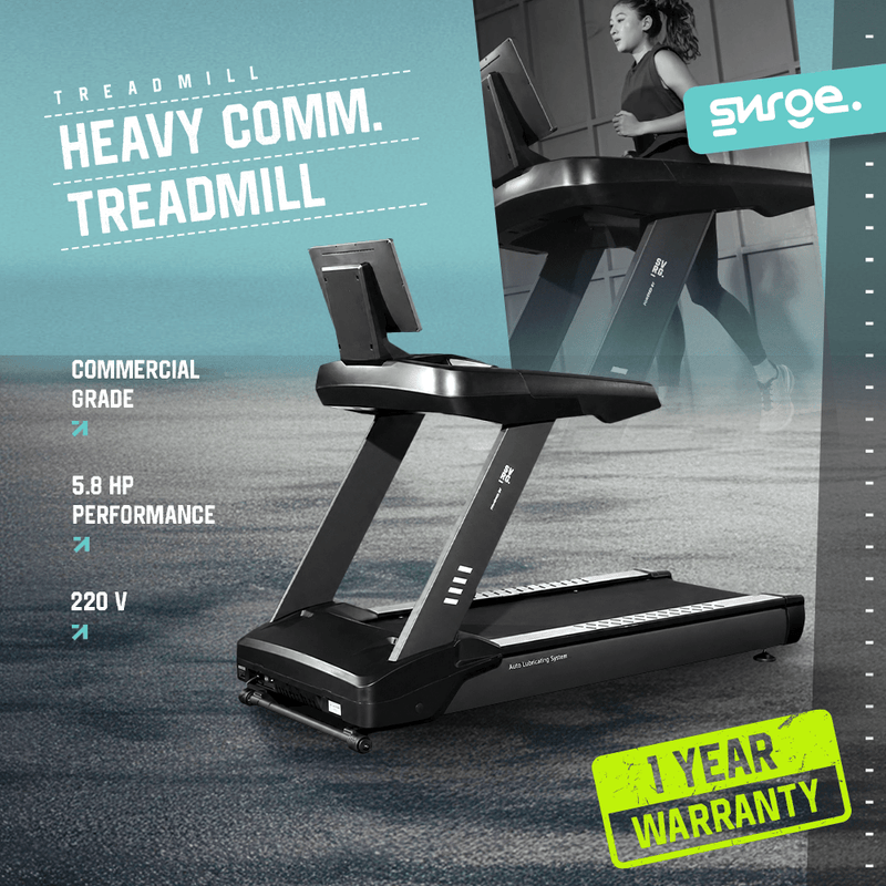 SURGE Heavy Commercial Treadmill Smart Screen – Electric Running Machine 5.8 HP