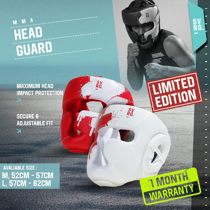 SVRG x PERBATI Limited Edition Red and White Head Guard - Boxing / MMA Training Head Protection with Adjustable Fit