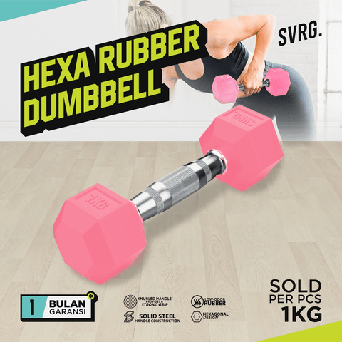 Hexa Rubber Dumbbell Pink - 75