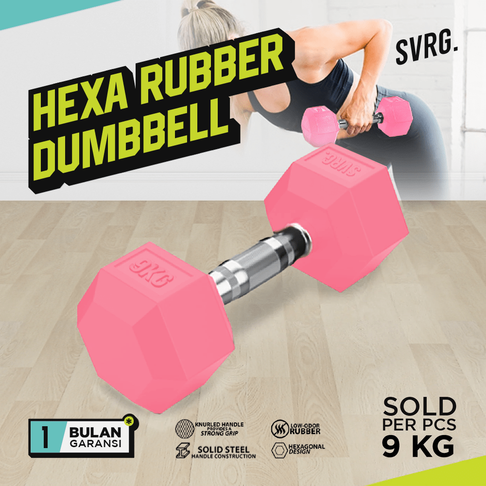Hexa Rubber Dumbbell Pink