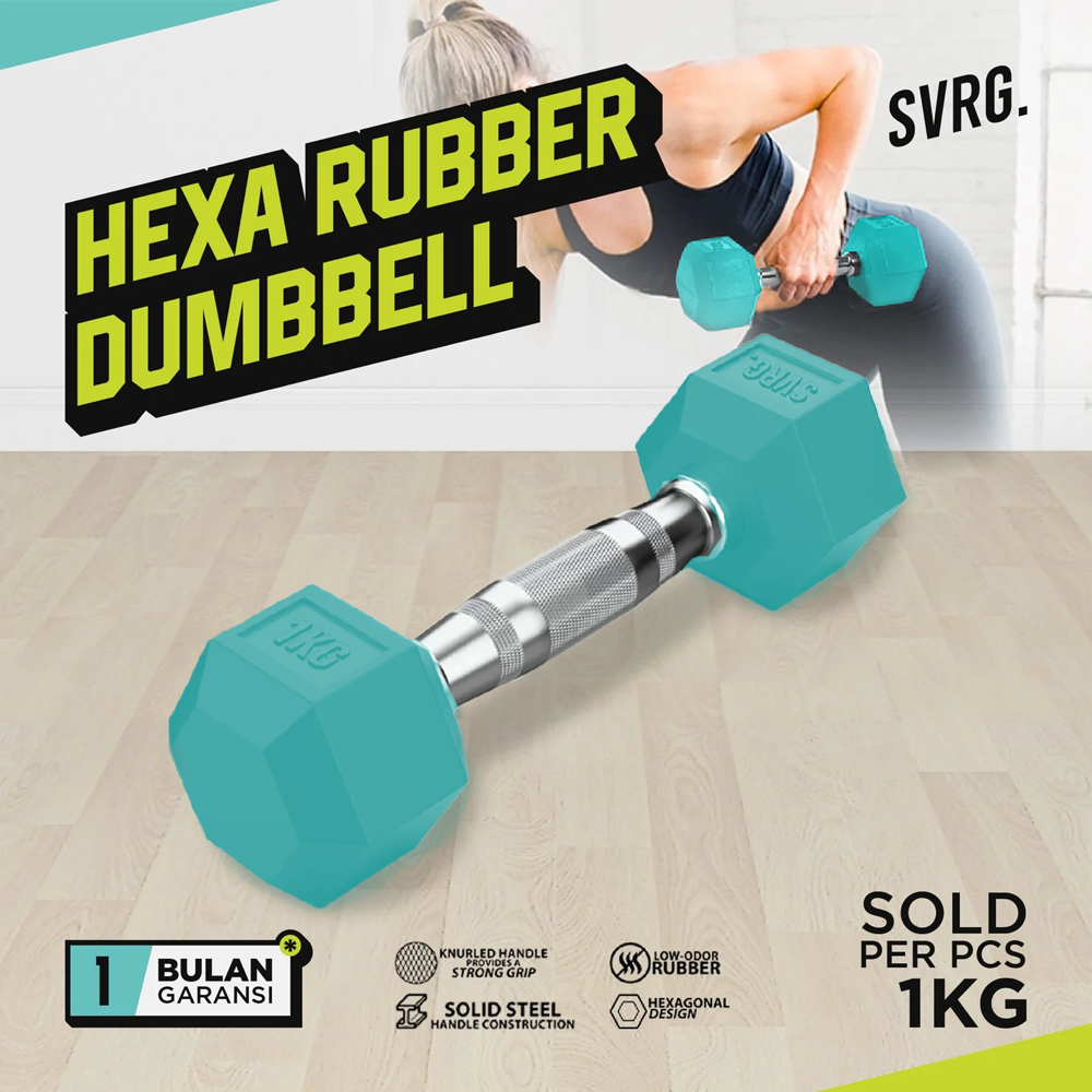 Hexa Rubber Dumbbell Turquoise