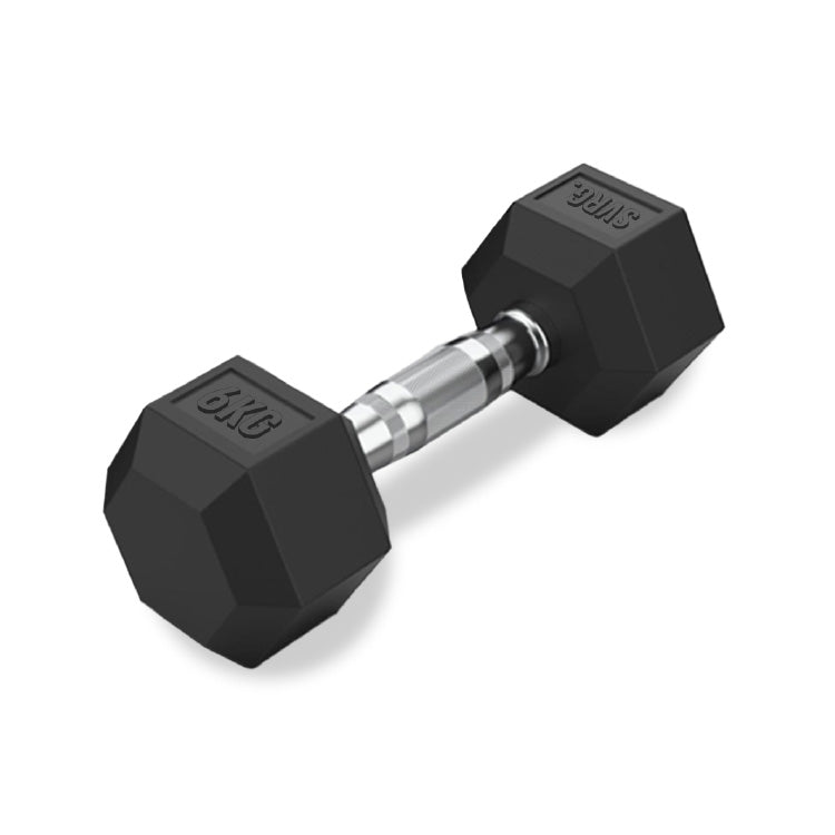 Hexa Rubber Dumbbell Black - Rubber Dumbbell Dumble Barbell