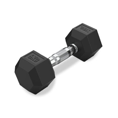 Hexa Rubber Dumbbell Black - Rubber Dumbbell Dumble Barbell