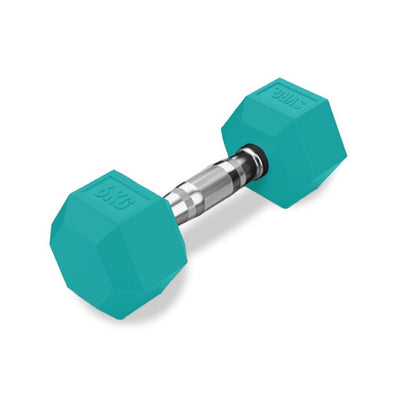 SVRG. Hexagonal Dumbbell Turquoise - Rubber Dumbbell Dumble Barbell