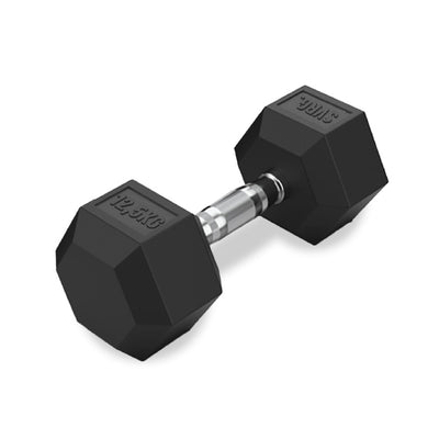 Hexa Rubber Dumbbell Black - Rubber Dumbbell Dumble Barbell