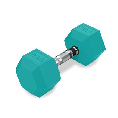 SVRG. Hexagonal Dumbbell Turquoise - Rubber Dumbbell Dumble Barbell