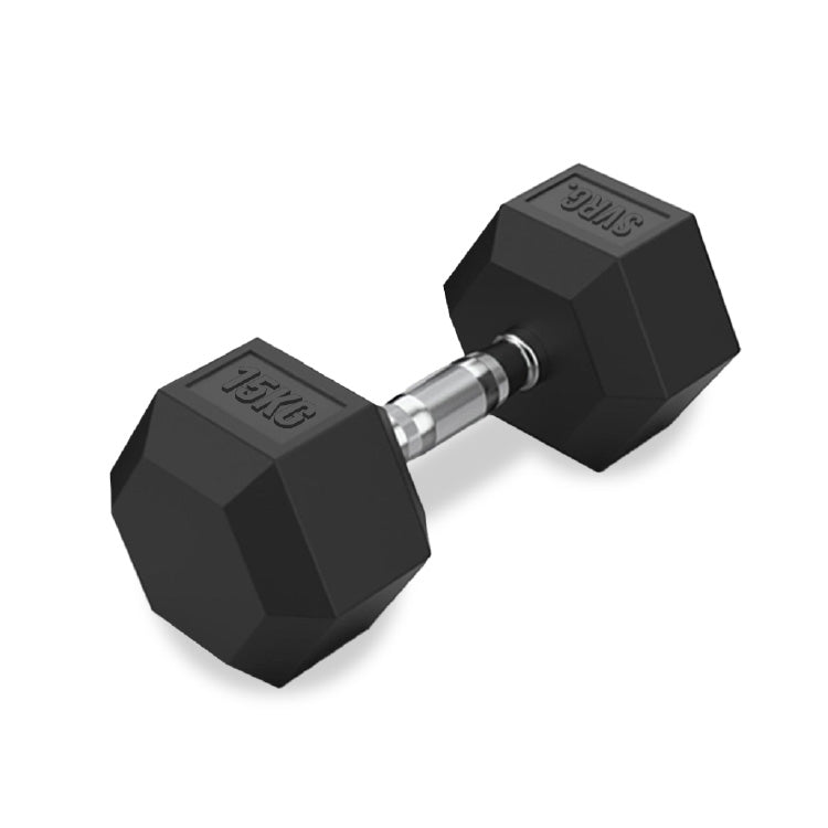 Hexa Rubber Dumbbell Black - Rubber Dumbbell Dumble Barbell