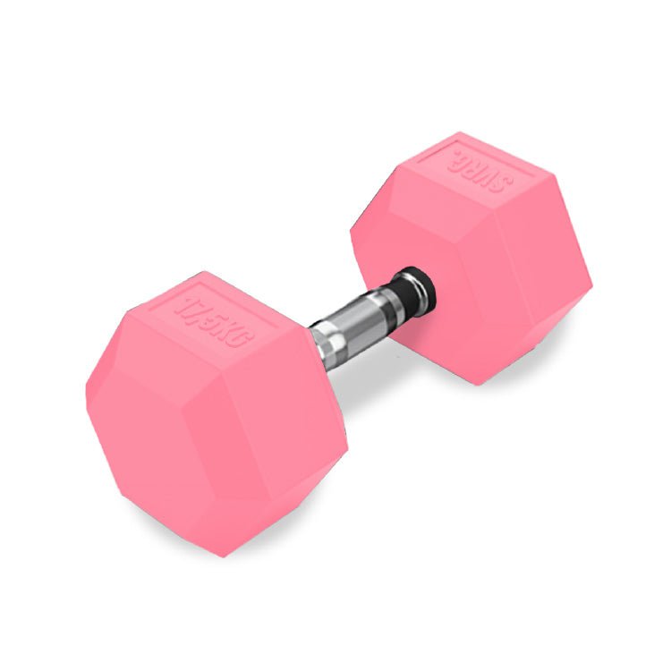 SVRG.  Hexagonal Dumbbell Pink - Rubber Dumbell Dumble Barbell