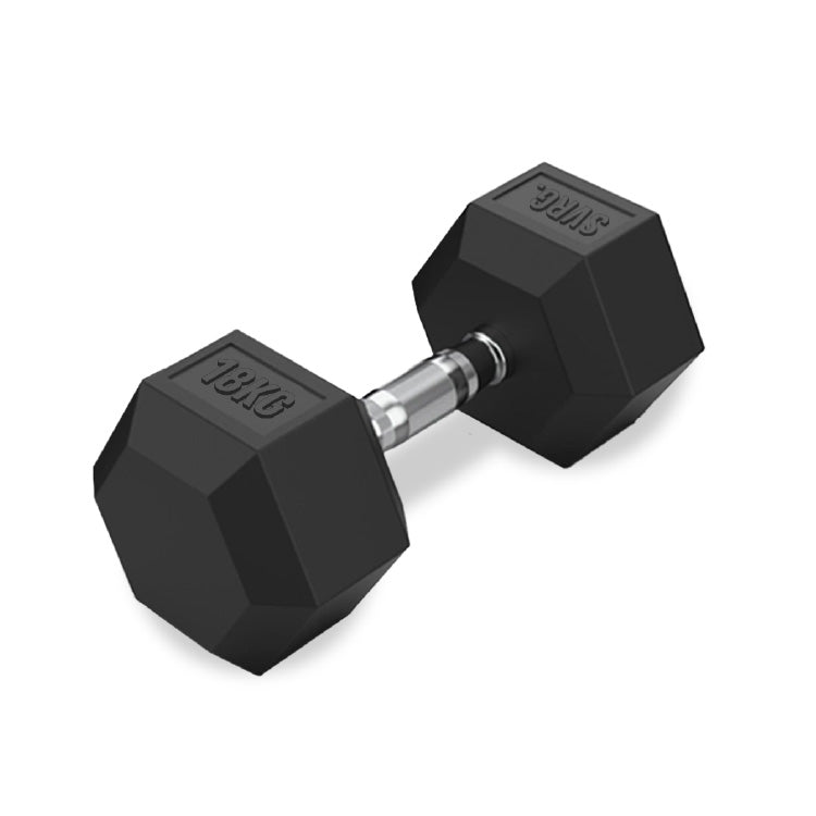 Hexa Rubber Dumbbell Black - Rubber Dumbbell Dumble Barbell