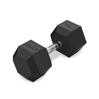 Hexa Rubber Dumbbell Black - Rubber Dumbbell Dumble Barbell
