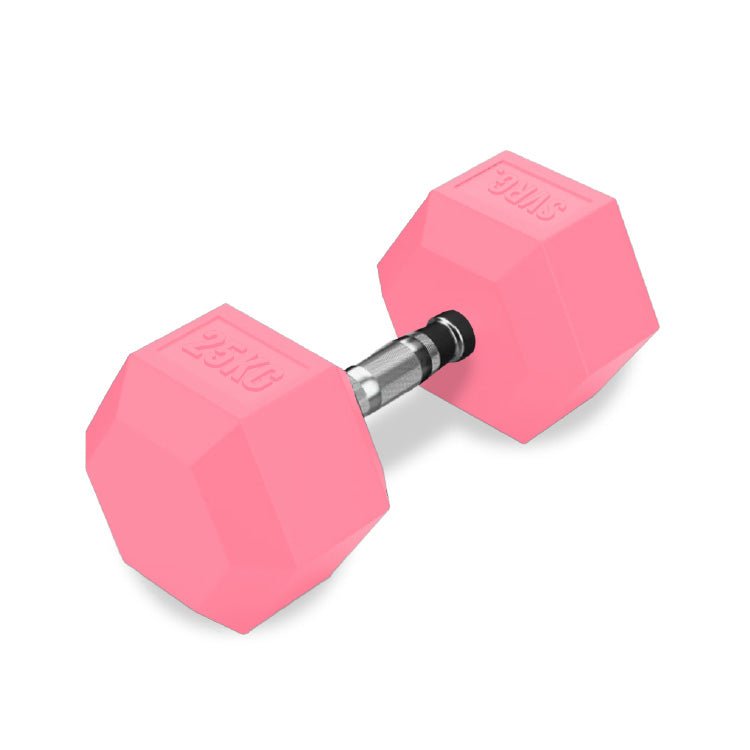 SVRG.  Hexagonal Dumbbell Pink - Rubber Dumbell Dumble Barbell