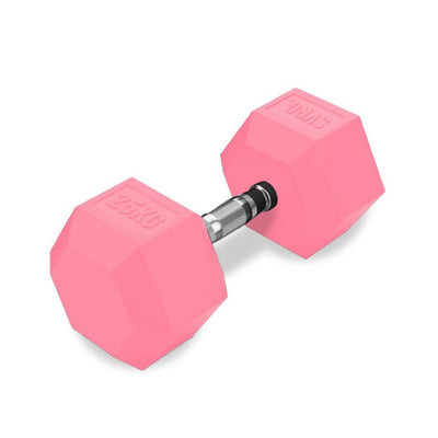 SVRG.  Hexagonal Dumbbell Pink - Rubber Dumbell Dumble Barbell