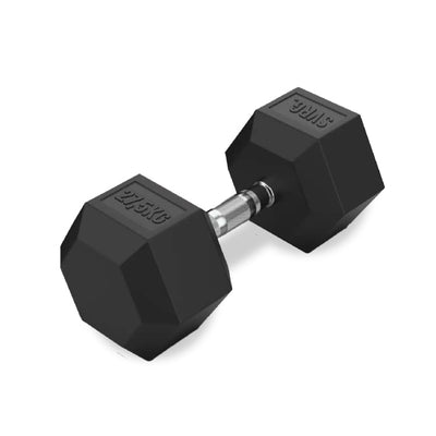 Hexa Rubber Dumbbell Black - Rubber Dumbbell Dumble Barbell