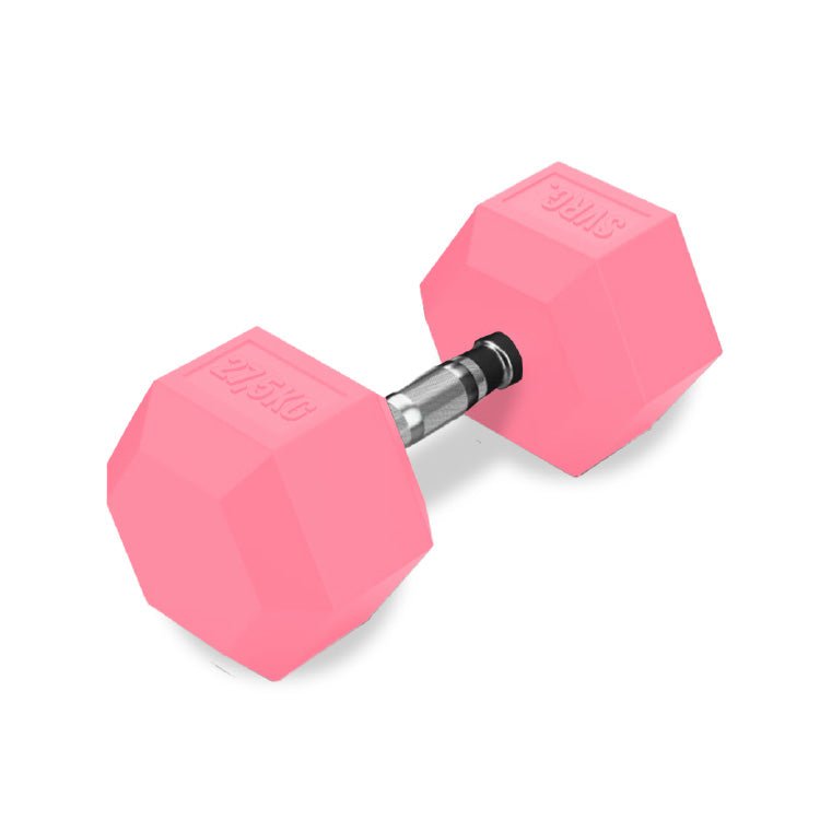 SVRG.  Hexagonal Dumbbell Pink - Rubber Dumbell Dumble Barbell