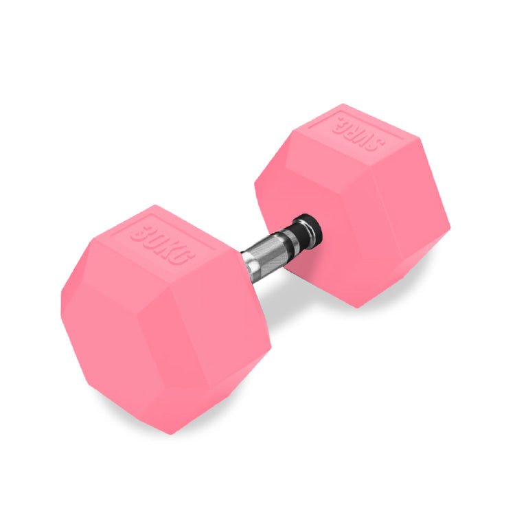 SVRG.  Hexagonal Dumbbell Pink - Rubber Dumbell Dumble Barbell