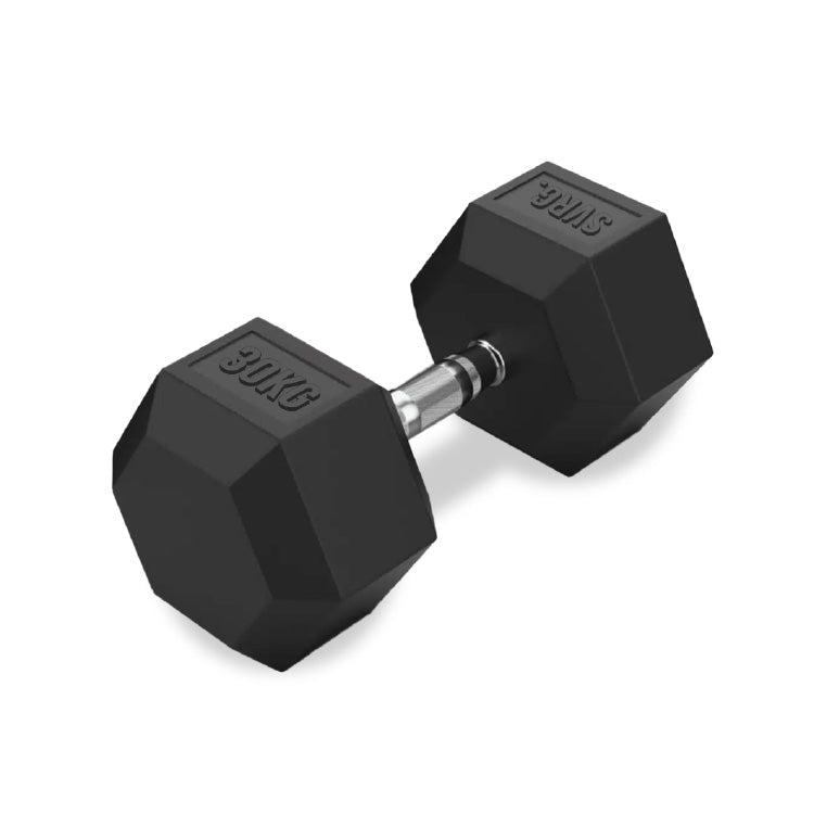 Hexa Rubber Dumbbell Black - Rubber Dumbbell Dumble Barbell