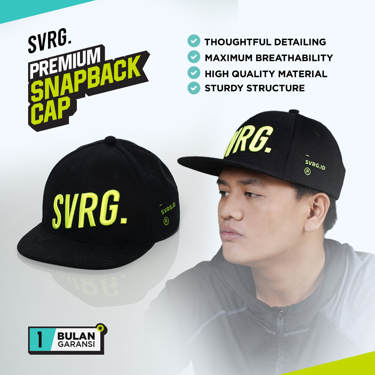 SVRG. Snapback Cap Hat Men's Baseball Cap Premium Embroidery Logo Model