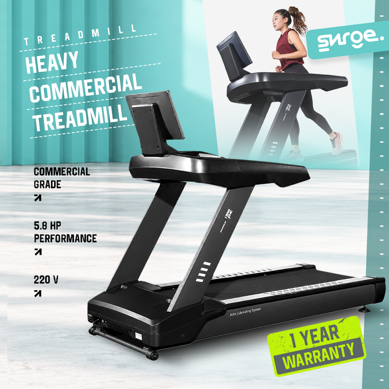 SURGE Heavy Commercial Treadmill Smart Screen – Electric Running Machine 5.8 HP