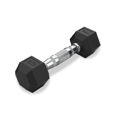 Hexa Rubber Dumbbell Black - Rubber Dumbbell Dumble Barbell