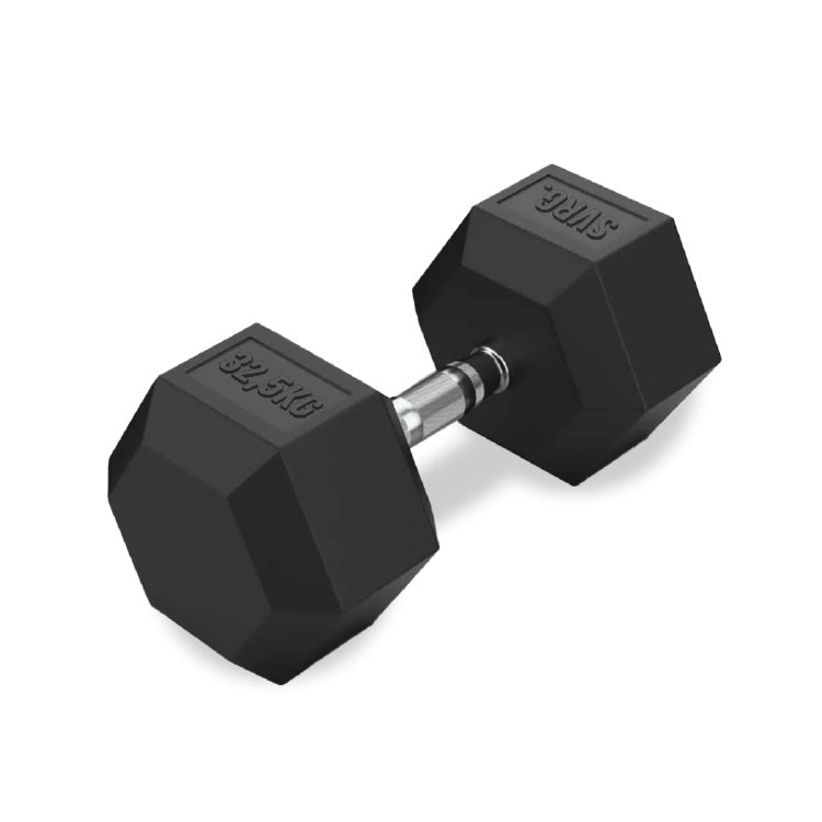 Hexa Rubber Dumbbell Black - Rubber Dumbbell Dumble Barbell