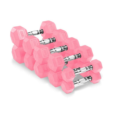 SVRG.  Hexagonal Dumbbell Pink - Rubber Dumbell Dumble Barbell