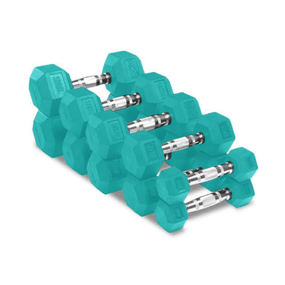SVRG. Hexagonal Dumbbell Turquoise - Rubber Dumbbell Dumble Barbell