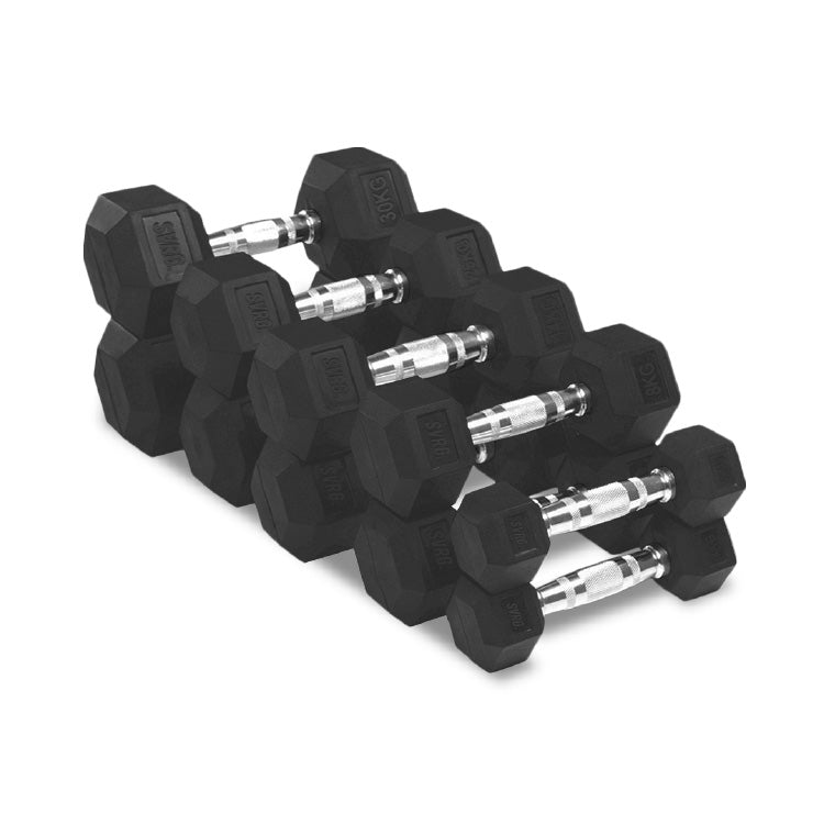 Hexa Rubber Dumbbell Black - Rubber Dumbbell Dumble Barbell
