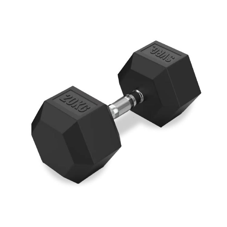 Hexa Rubber Dumbbell Black - Rubber Dumbbell Dumble Barbell