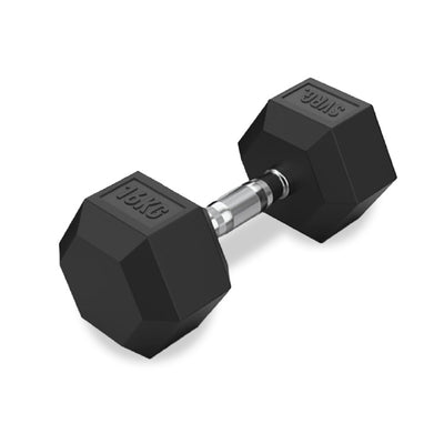 Hexa Rubber Dumbbell Black - Rubber Dumbbell Dumble Barbell