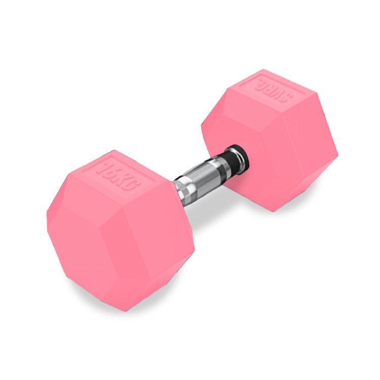 SVRG.  Hexagonal Dumbbell Pink - Rubber Dumbell Dumble Barbell