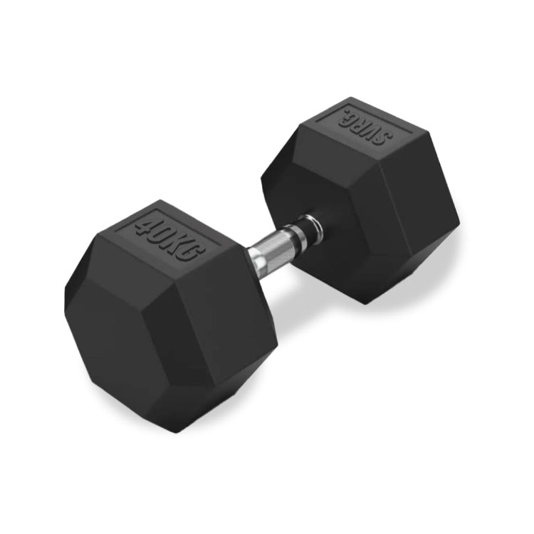 Hexa Rubber Dumbbell Black - Rubber Dumbbell Dumble Barbell