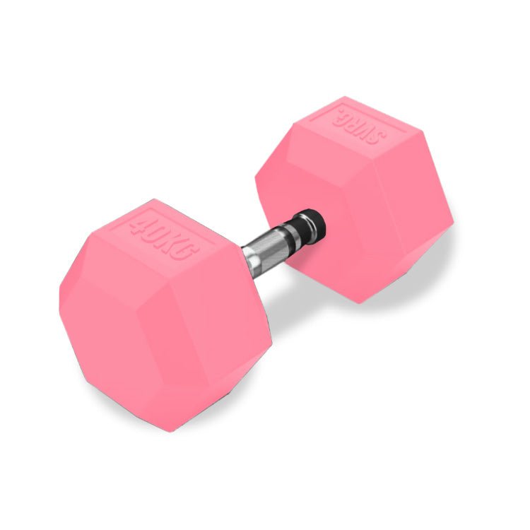 SVRG.  Hexagonal Dumbbell Pink - Rubber Dumbell Dumble Barbell