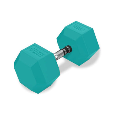 SVRG. Hexagonal Dumbbell Turquoise - Rubber Dumbbell Dumble Barbell