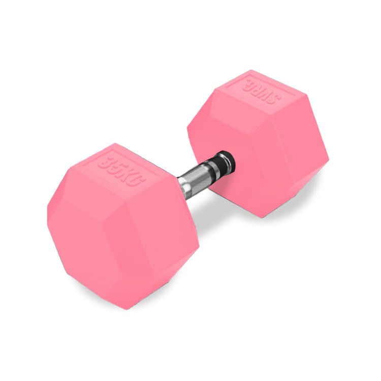 SVRG.  Hexagonal Dumbbell Pink - Rubber Dumbell Dumble Barbell