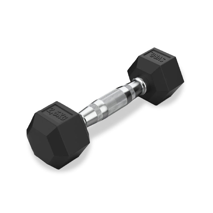Hexa Rubber Dumbbell Black - Rubber Dumbbell Dumble Barbell